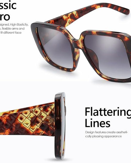 The Fresh Women's Oversized Square Jackie O Cat Eye Hybrid Butterfly Fashion Sunglasses - Exquisite Packaging