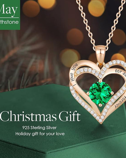 CDE Forever Love Heart Necklaces for Women, Wedding Anniversary, Birthday Mothers Day Christmas Day Gifts for Mom, Mother, Wife, friend, S925 Silver Jewelry with Birthstone Pendant