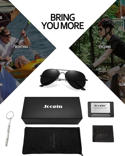 Joopin Polarized Metal Aviation Sunglasses Men, Classic Military Sun Glasses Women, Rectangle Shades UV400 Protection Costume