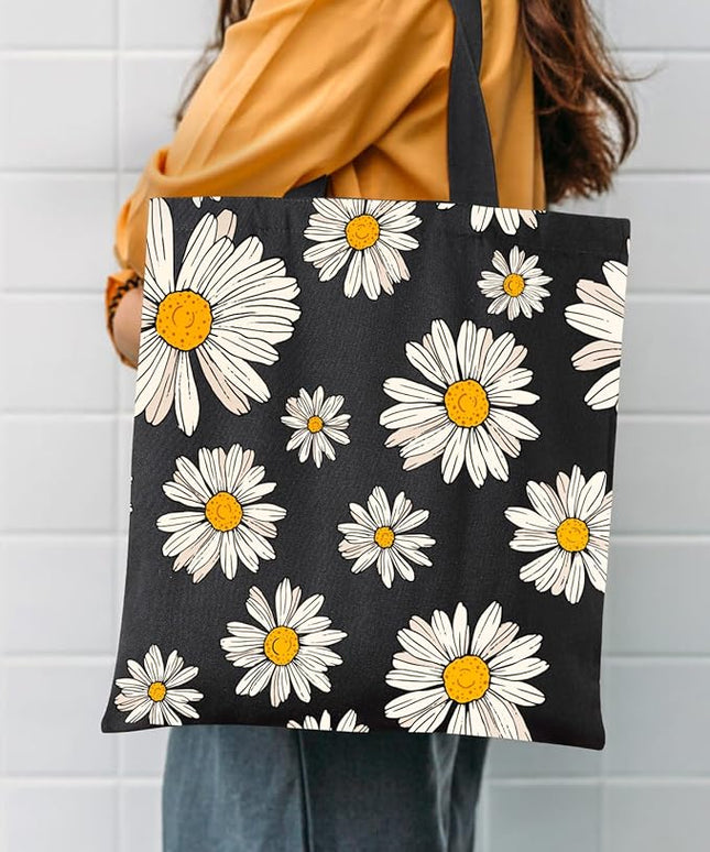AUSVKAI Canvas Tote Bag Aesthetic for Women, Cute Reusable Cloth Cotton Bags for College Shopping Beach Grocery Trendy Gifts