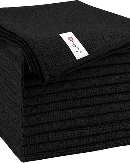 Orighty Microfiber Cleaning Cloth, 12 Pack Microfiber Towels for Cars, Highly Absorbent Car Cleaning Supplies, Lint Free Cloths Clean Rags for Car Care, House, Kitchen, 12x12 inch, Black
