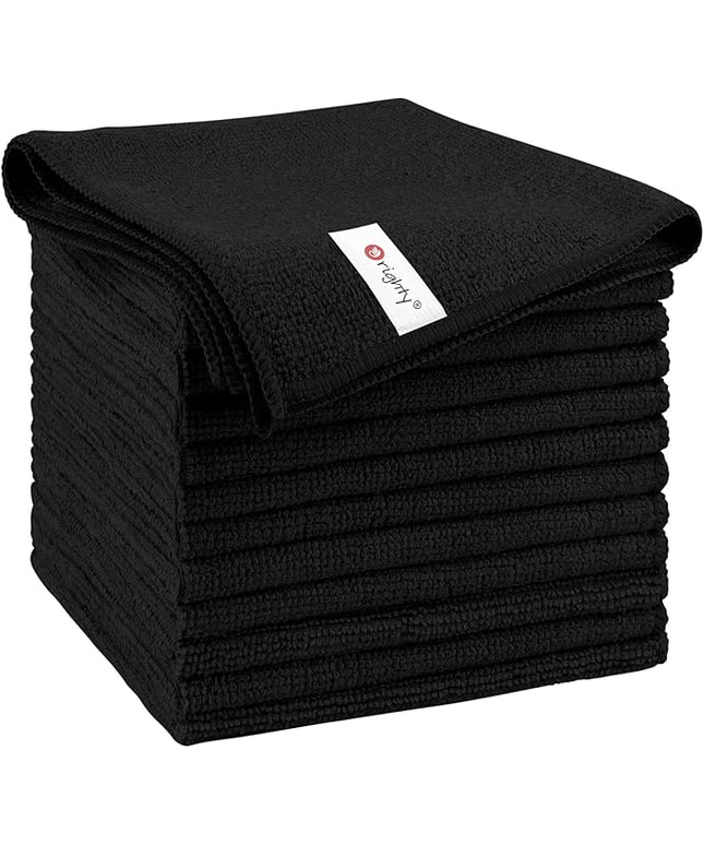 Orighty Microfiber Cleaning Cloth, 12 Pack Microfiber Towels for Cars, Highly Absorbent Car Cleaning Supplies, Lint Free Cloths Clean Rags for Car Care, House, Kitchen, 12x12 inch, Black