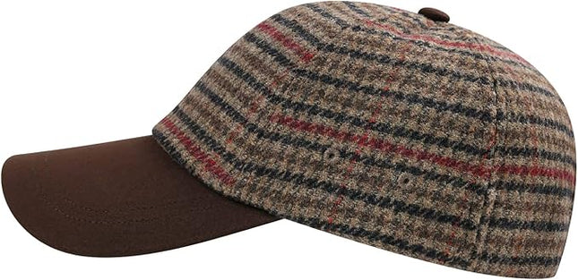 BOTVELA Wool Baseball Cap for Men Adjustable Unstructured Tweed Hat