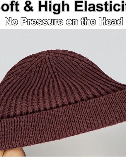 vidsel Thin Wool Fisherman Beanie for Men Women, Short Knit Cuff Trawler Watch Hats