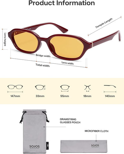 SOJOS Retro Rectangle Polarized Sunglasses for Women Men Trendy Hexagon Narrow Chic Y2K Sunnies SJ2629