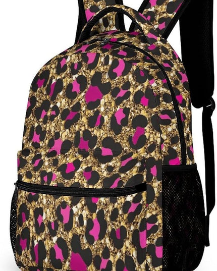 Fashion Luxury Gold Leopard Print Backpack Lightweight Large Capacity Laptop Daybag for Travel Work