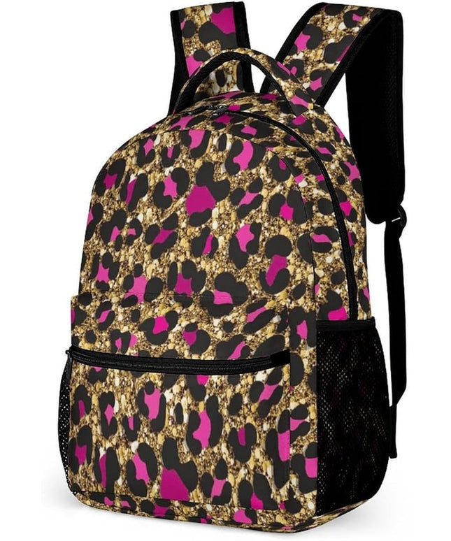 Fashion Luxury Gold Leopard Print Backpack Lightweight Large Capacity Laptop Daybag for Travel Work