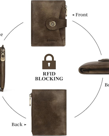 Blucoay Womens Wallet,RFID Blocking Wallet Women Soft Leather Bifold Wallets For Women Card Holder With Removable ID Window partridge
