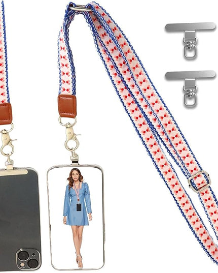 LEMEDE Wrist Keychain and Adjustable Phone Lanyard, Silver Hook Phone Crossbody Strap with 360° Rotating Phone Pads
