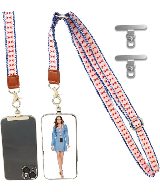 LEMEDE Wrist Keychain and Adjustable Phone Lanyard, Silver Hook Phone Crossbody Strap with 360° Rotating Phone Pads