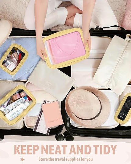 5PCS Diaper Bag Organizer Pouch Set, TSA Approved Toiletry Bag，Clear Waterproof TPU Makeup Bag Set Travel Organizer Bags for Women and Kids