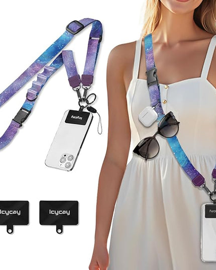 Phone Lanyard Crossbody, Starry Sky Cell Phone Strap for Around The Neck Adjustable, Anti Theft Cute Lanyard for iPhone Case ID Holder Keys Accessories Travel Essential