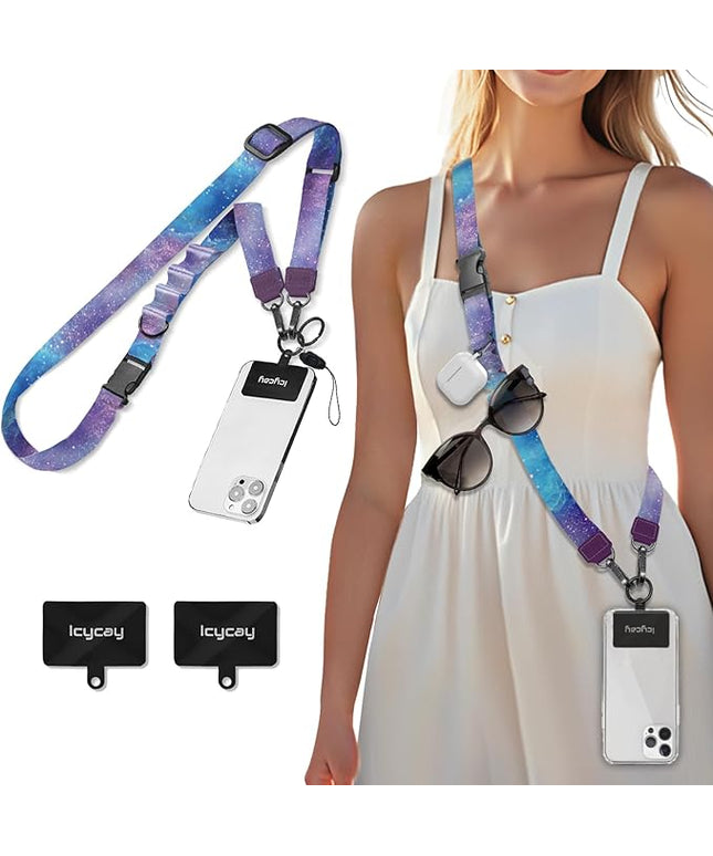 Phone Lanyard Crossbody, Starry Sky Cell Phone Strap for Around The Neck Adjustable, Anti Theft Cute Lanyard for iPhone Case ID Holder Keys Accessories Travel Essential
