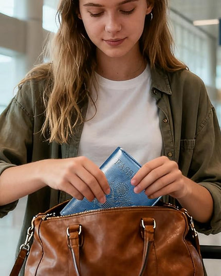 Passport Holder Cover, ACdream Protective Premium Leather RFID Blocking Wallet Travel Case for Passport/Credit Card/Air Ticket,