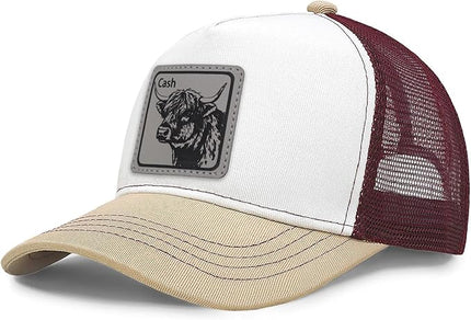 Animal Trucker Hats Leather Pattern Adjustable Snapback Mesh Animal Baseball Cap for Men