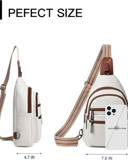 Sling Bag for Women Crossbody Bags Fanny Pack Sling Purse Backpack Vegan Leather Shoulder Bag Travel Anti Theft Beige