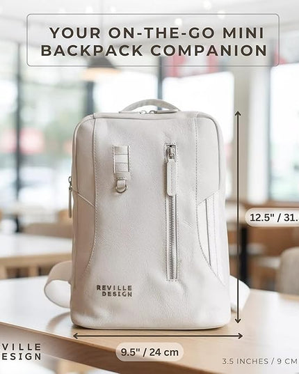 Full Grain Leather Backpack – Water-Resistant, Padded Laptop Compartment, Adjustable Straps, 16L Capacity, Slim Design, Leather Backpack for Men and Women - Cloud White