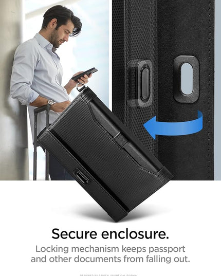 Spigen Life for Passport Card Cover Holder with RFID Blocking Technology Wallet Travel Documents Organizer Protector Accessories, SIM Card Pin Included