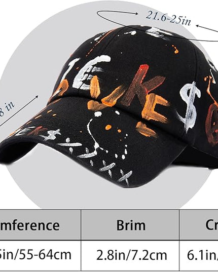 Trendy Unisex Graffiti Baseball Cap, Adjustable Cotton Baseball Cap for Men & Women, Athletic Streetwear Hat