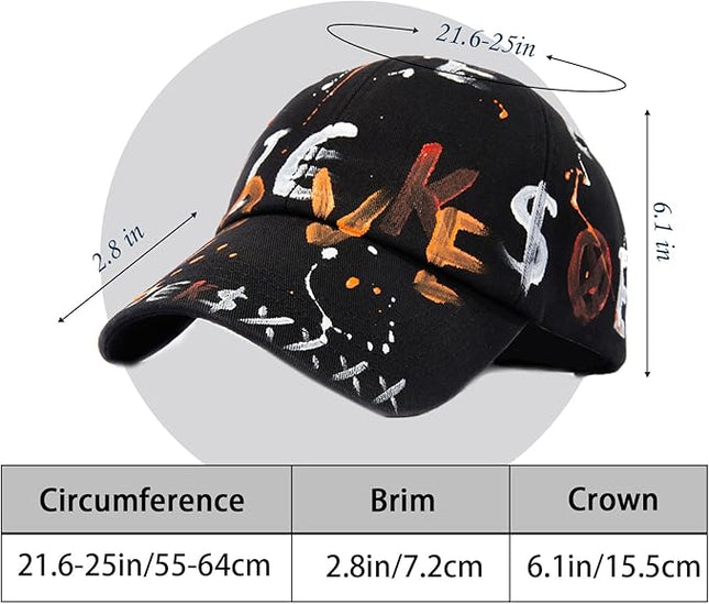 Trendy Unisex Graffiti Baseball Cap, Adjustable Cotton Baseball Cap for Men & Women, Athletic Streetwear Hat