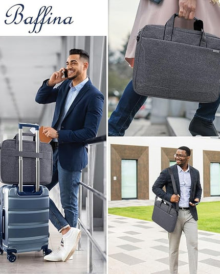 17 17.3 Inch Laptop Shoulder Bag for Men Women,Waterproof Computer Carrying Case Messenger Bag with Strap for 17"-18" HP Dell,Laptop Briefcase for Office business Travel College School,Grey