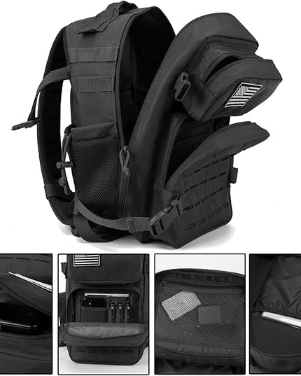 QT&QY 25L/45L Military Tactical Backpack For Men Molle Daypack 3 Day Bug Out Bag Hiking Rucksack With Bottle Holder
