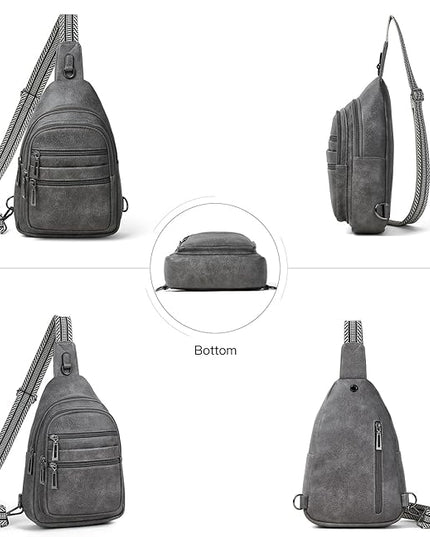 Sling Bag for Women Crossbody Bags Sling Purse Cross Body Backpack Vegan Leather Over Shoulder Bag Travel Dark Grey