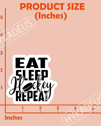 (3Pcs) Eat Sleep Hockey Repeat Sticker Hockey Stickers Hockey Lover Waterproof Vinyl Decal for Books Laptop Phones Tumblers Water Bottles, Hockey Gift For Boy Girl Men Women Dad Mom, Size 3 x 2.9 Inch