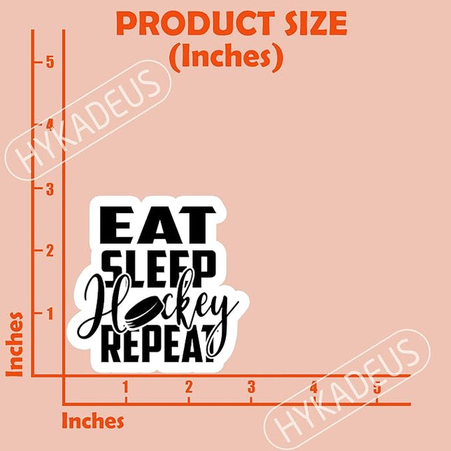 (3Pcs) Eat Sleep Hockey Repeat Sticker Hockey Stickers Hockey Lover Waterproof Vinyl Decal for Books Laptop Phones Tumblers Water Bottles, Hockey Gift For Boy Girl Men Women Dad Mom, Size 3 x 2.9 Inch
