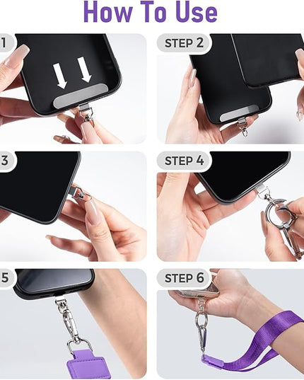Clip and Go Strap for Phone with Wallet Crossbody Phone Lanyard and Detachable Checkered Bag with ID Window and RFID Pouch for Daily Travel.