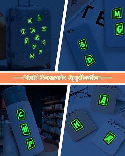 70 Pcs Alphabet Neon Stickers for Kids Glow in The Dark, Vinyl Letters A-Z Water Bottle Decals for Teens, Waterproof Skateboard Decor for Adults Kids Girls Boys