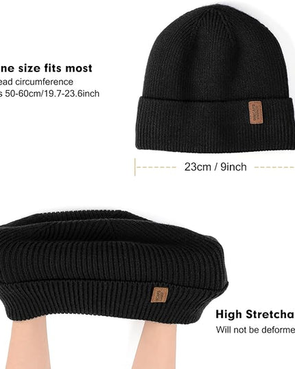 Wmcaps Winter Beanie for Men Women, Fleece Lined Beanie Soft Warm Knit Hat Ski Stocking Cuffed Cap