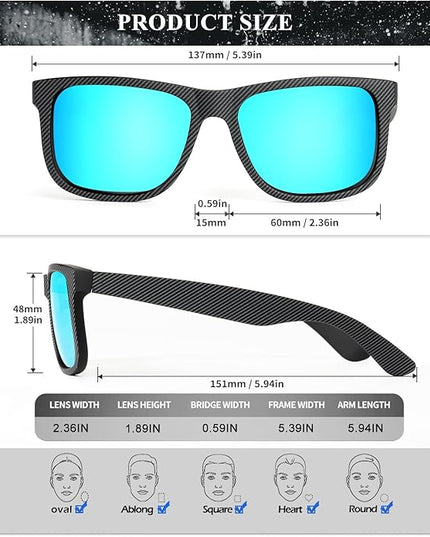 KALIYADI Sunglasses Men Polarized Sun glasses for Mens Womens Classic Matte Black Frame UV Protection 3pack