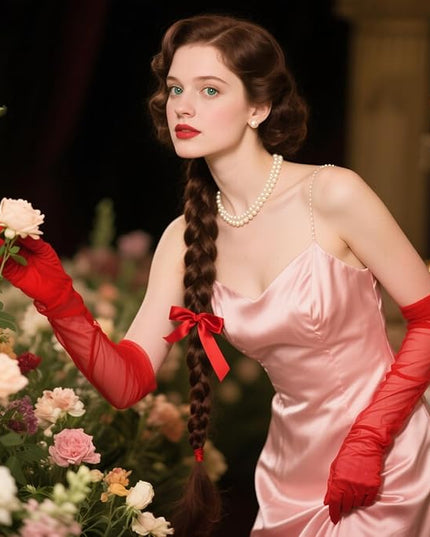 THARAHT Women Long Gloves with Satin Elbow Length for 1920s Opera Tea Party Costumes Bridal Evening Dress