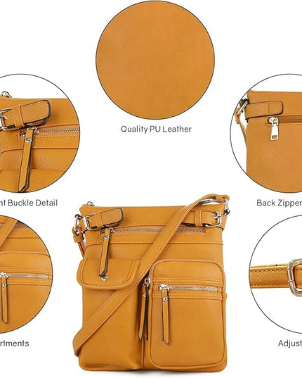 SG SUGU Katie Lightweight Medium Crossbody Bag Shoulder Bag with Multi Pocket for Women