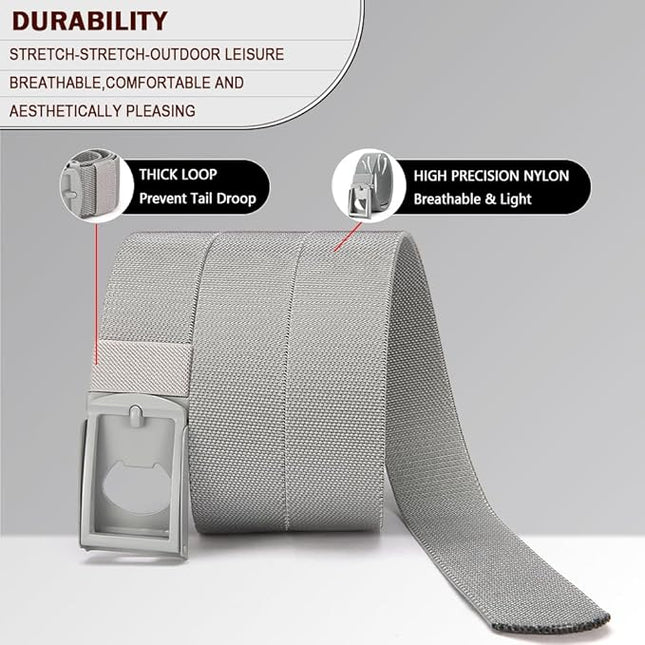 DOOPAI Stretch Canvas Belt for Men, Adjustable Elastic Holeless Web Belt for Casual, Golf, and Work, with Bottle Opener