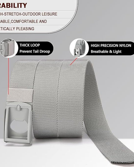 DOOPAI Stretch Canvas Belt for Men, Adjustable Elastic Holeless Web Belt for Casual, Golf, and Work, with Bottle Opener