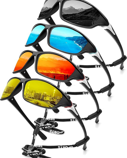 KALIYADI 4 Pack Polarized Sunglasses-Men Sports Sun-glasses: Mens Sunglasses UV Protection for Fishing Driving Cycling