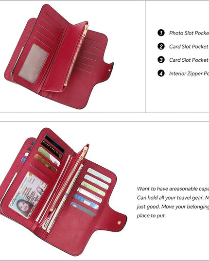 CLUCI Wallet For Women PU Leather RFID Blocking Womens Wallet Bifold Card Holder with ID Window Gifts for Women Birthday | RFID Blocking, Designer, Trifold, Card Holder, ID Window
