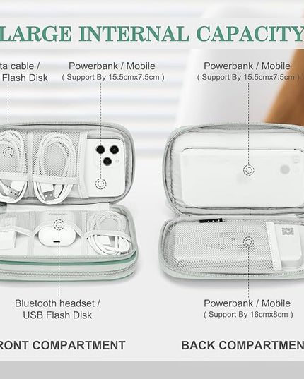 FYY Electronic Organizer, Travel Cable Organizer Bag Pouch Electronic Accessories Carry Case Portable Waterproof Double Layers All-in-One Storage Bag for Cable, Cord, Charger, Phone,-Pattern Green