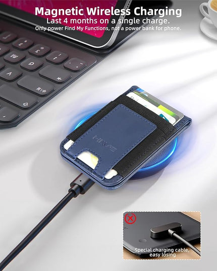HiWe for MagSafe Wallet Stand with Find My, Anti-Lost Strongest Magnetic Wallet for iPhone 17/16/15/14/13/12 Series, 9 Cards Holder, Leather RFID, Navy Blue