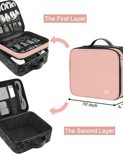 MATEIN Cord Organizer Case with Adjustable Divider, DJ Cable File Bag for DJ Gear, Sound Instrument and Music Equipment Accessories, Shockproof Portable Double Layer Cord Bags, Pink