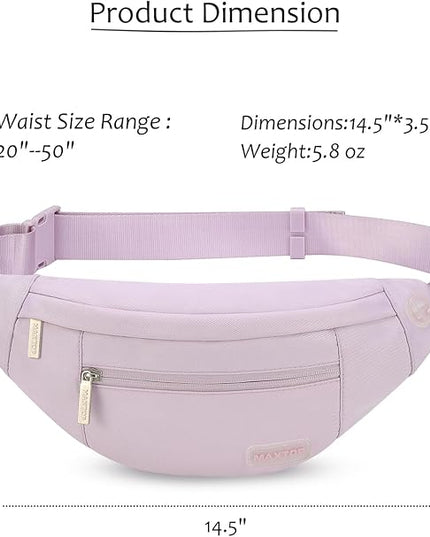 MAXTOP Large Crossbody Fanny Pack with 4-Zipper Pockets,Gifts for Enjoy Sports Festival Workout Traveling Running Casual Hands-Free Wallets Waist Pack Phone Bag Carrying All Phones