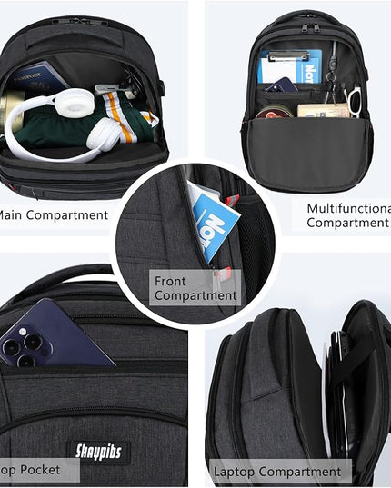 Backpack for Men,School Backpack for boys teens,Travel laptop backpack with USB Charging Port,Water Resistant business Work college bookbag,book bag Fits 15.6 Inch,Black Back Pack