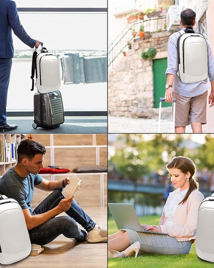 hk Business Backpack for Men 17 Inch,Slim & Expandable Waterproof Travel Laptop Backpack with USB Charger Port (White)