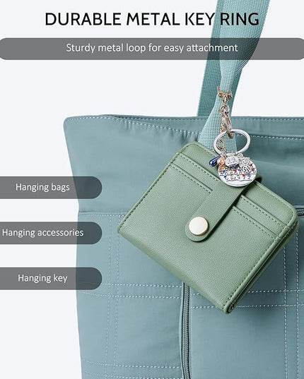 POIUGOYA Slim Wallet for Women,RFID Blocking Bifold Credit Card Holder with Zipper Coin Pocket,ID Window,Keychain