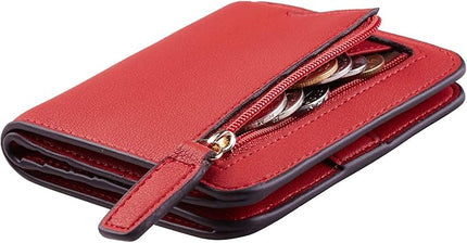 Toughergun Women’s Small Slim Leather Wallet with RFID Protection, Compact Bifold Mini Purse with Clear ID Window