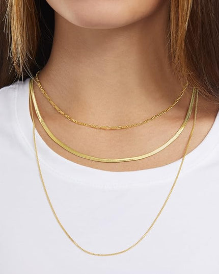 Amazon Essentials 14k Gold or Sterling Silver Plated Figaro Chain Necklace