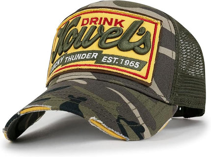 ililily Premium Howels Embroidery Vintage Baseball Cap Distressed Trucker Hat