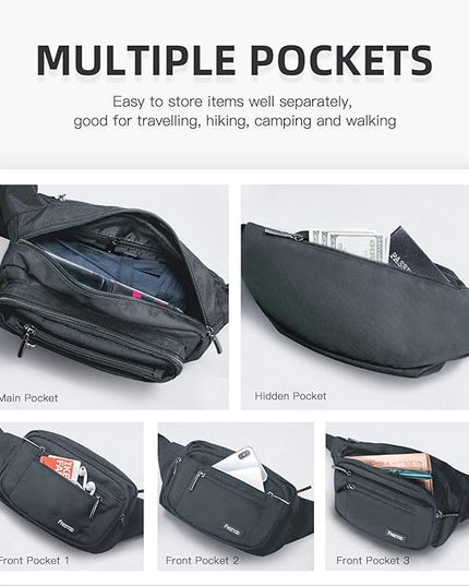 FREETOO Waist Pack Bag Fanny Pack for Men&Women Hip Bum Bag with Adjustable Strap for Outdoors Workout Traveling Casual Running Hiking Cycling